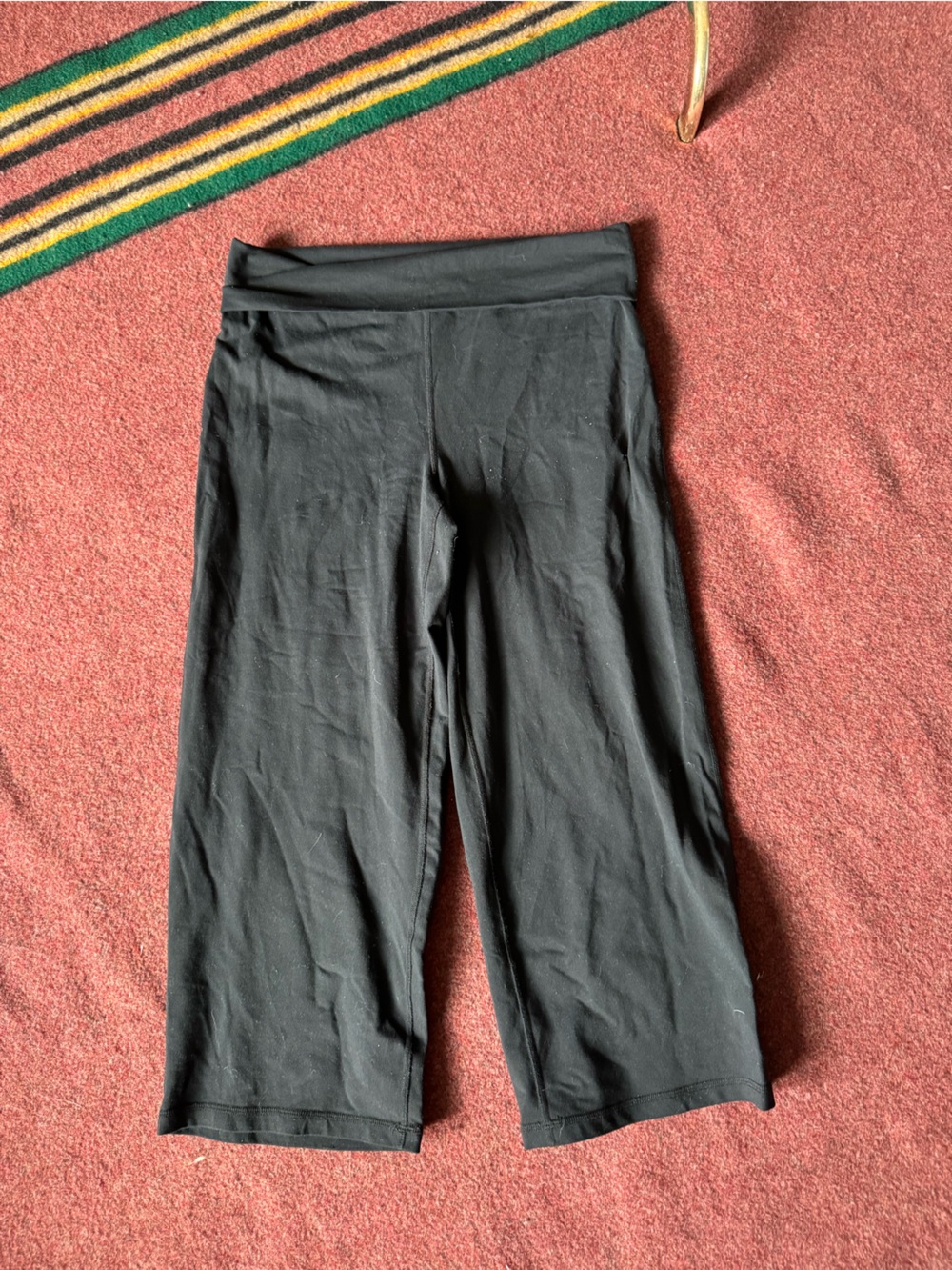 Athleta Foldover Wide Leg Pants Black Sp Nylon Y2k Usa Made gaucho pants
